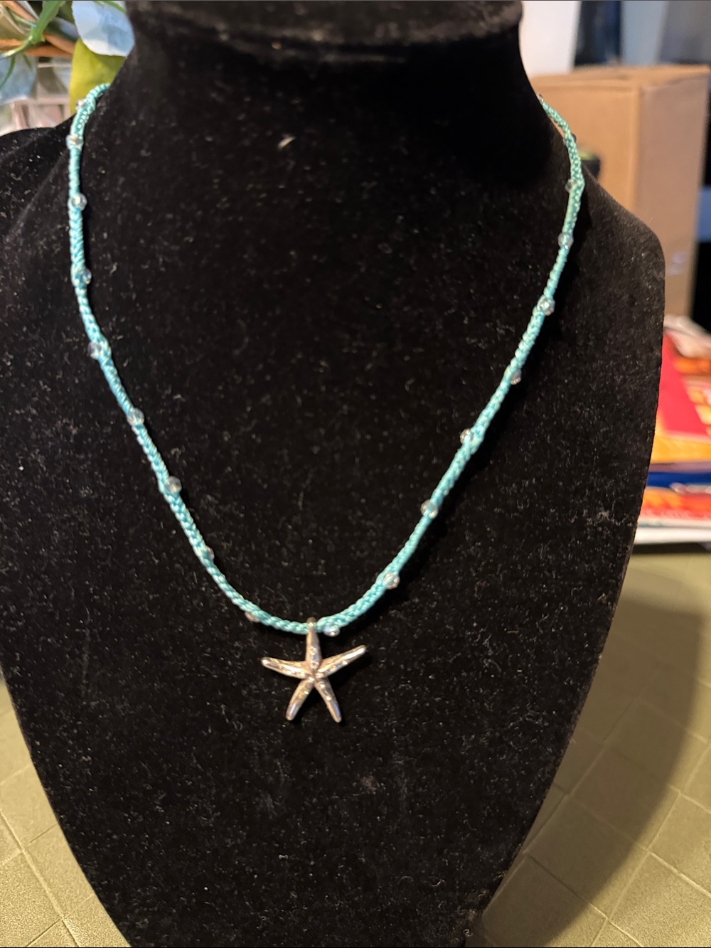 Turquoise Beaded Starfish Pendant Necklace - Women Jewelry